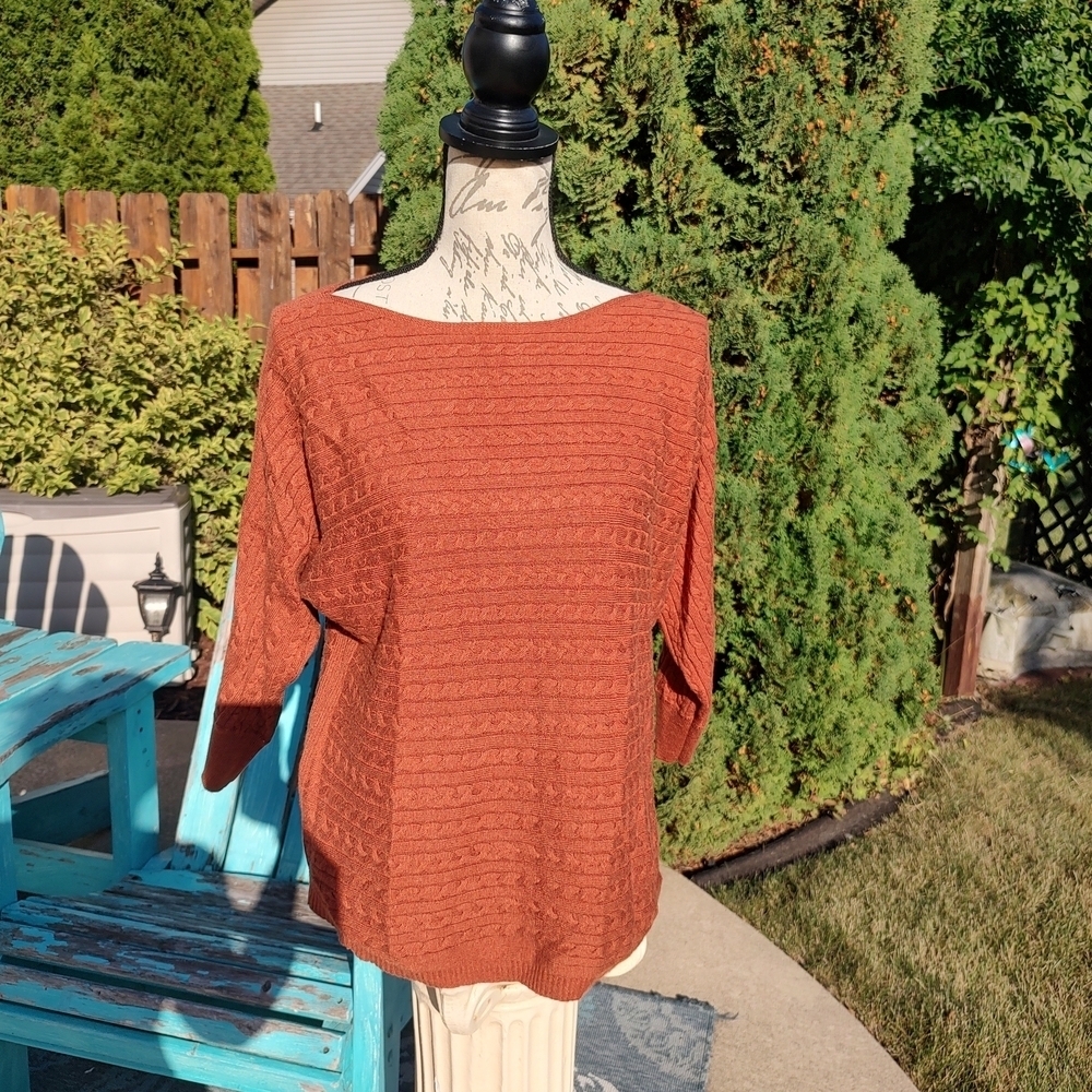 💥3/$20 Market & Spruce Medium Rust Orange Lightweight Sweater!